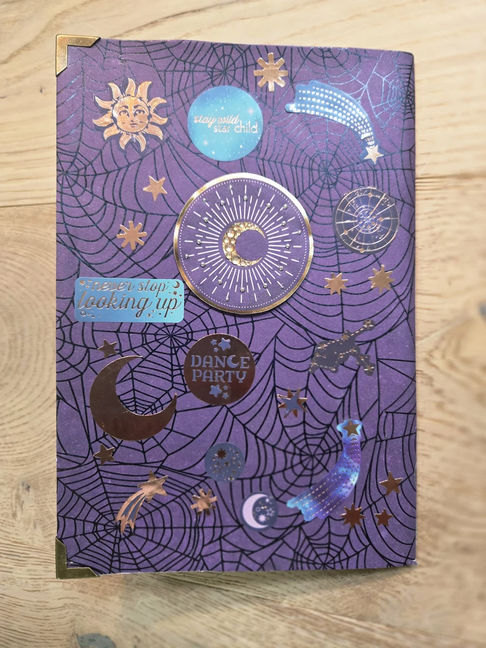 Hand Embellished Black Cat Journal & Scrapbook Kit | Celestial Purple